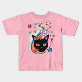 Meow I Mean Boo Autumn black cat Kids T-Shirt